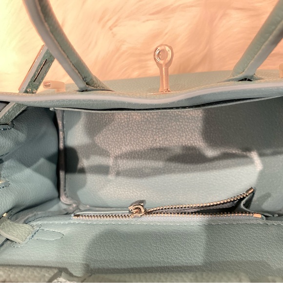 Blue Mini 20CM TOGO leather top handle Satchel bag silver Lock key - Picture 16 of 16